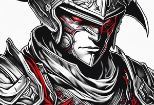 Goblin slayer anime tattoo in black with red streaks tattoo idea