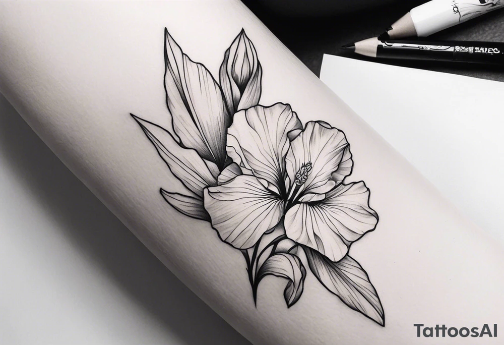 An iris flower band wrapped around the bicep tattoo idea An iris flower band wrapped around the bicep tattoo idea