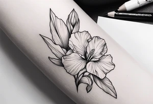 An iris flower band wrapped around the bicep tattoo idea