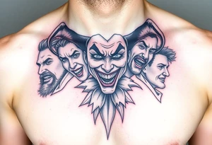 creative collage of different emotions jester form tattoo idea