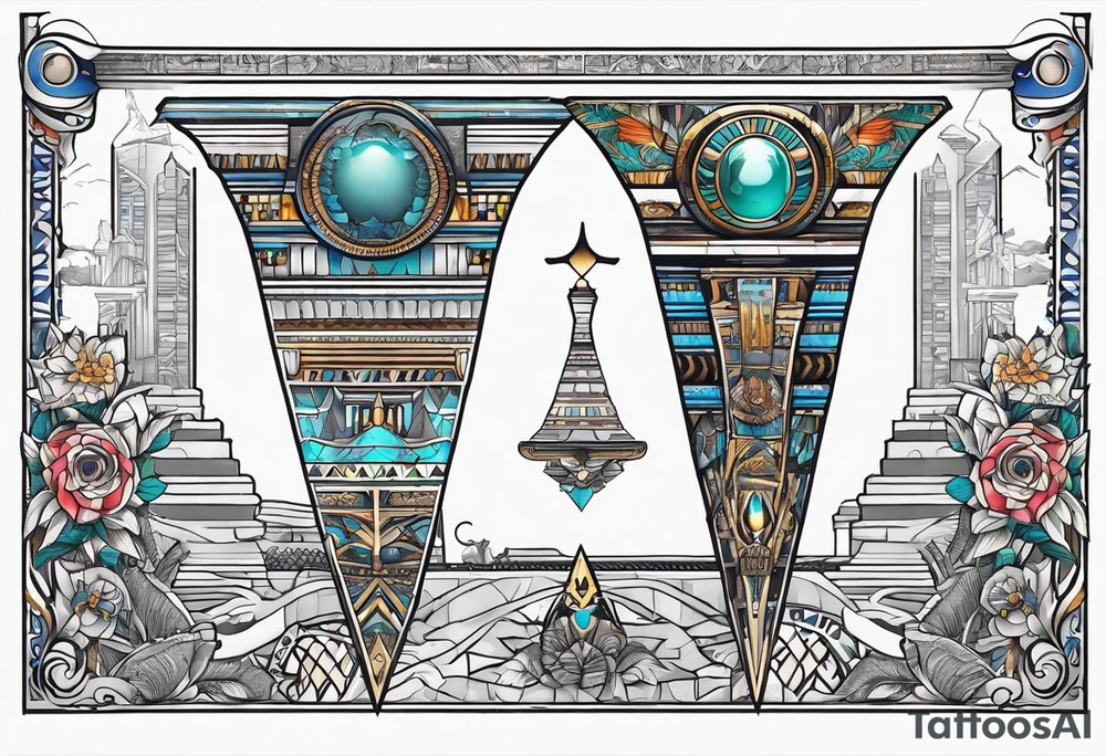 I would like a leg sleeve tattoo with a Atlanta theme with Egyptian art tattoo idea