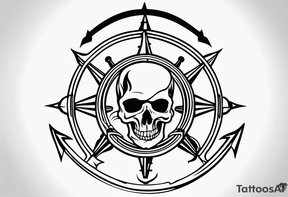 half anchor half helm
simple lines
no skulls tattoo idea