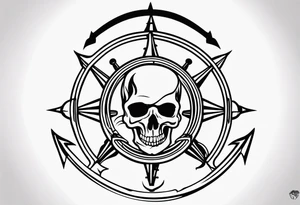 half anchor half helm
simple lines
no skulls tattoo idea