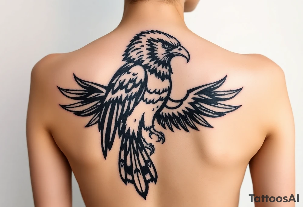 tribal hawk warrior 
silhouette tattoo idea