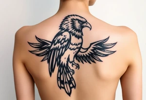 tribal hawk warrior 
silhouette tattoo idea