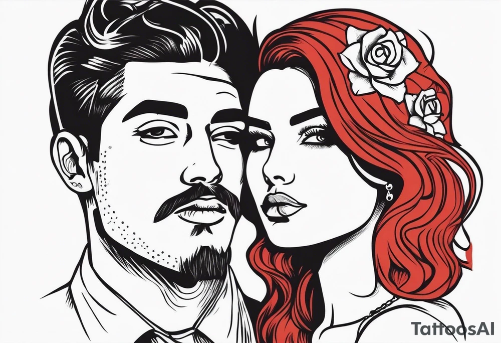 Couple's tattoos red head and mexican tattoo idea
