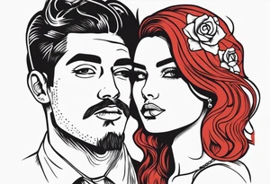 Couple's tattoos red head and mexican tattoo idea
