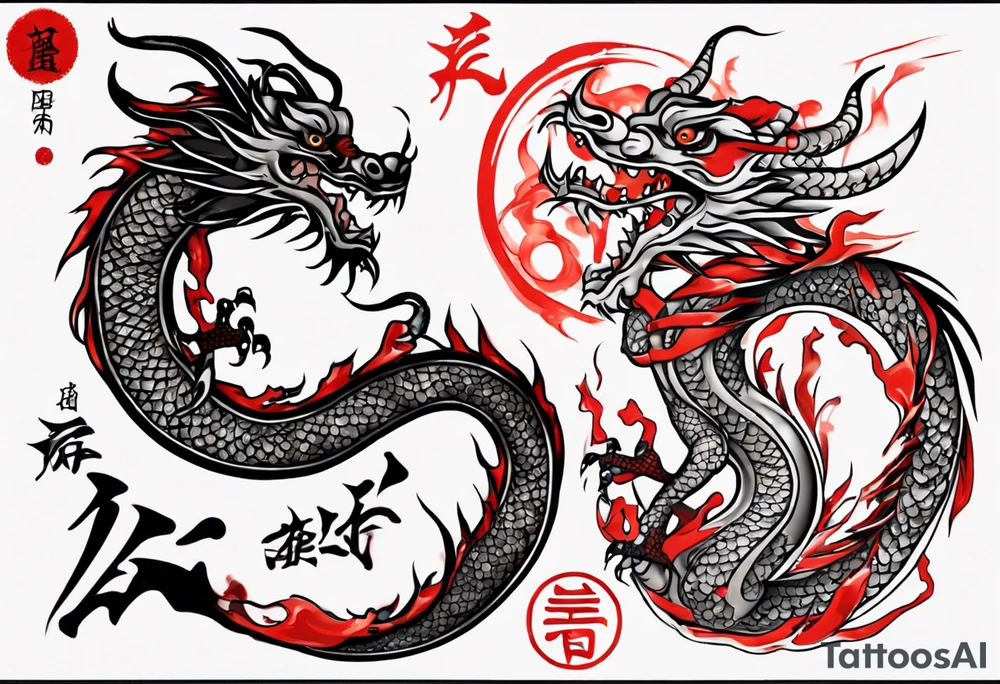 A simple tattoo of the year "2024" with a simple Chinese dragon tattoo idea