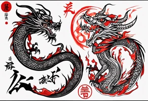 A simple tattoo of the year "2024" with a simple Chinese dragon tattoo idea