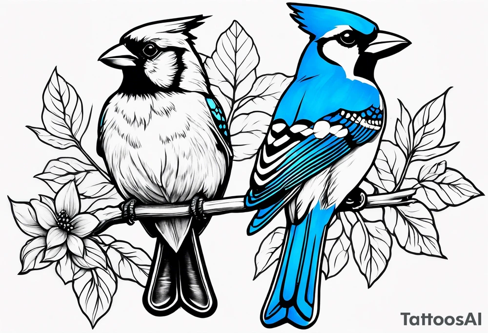Cardinal and blue jay tattoo idea