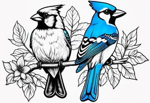Cardinal and blue jay tattoo idea