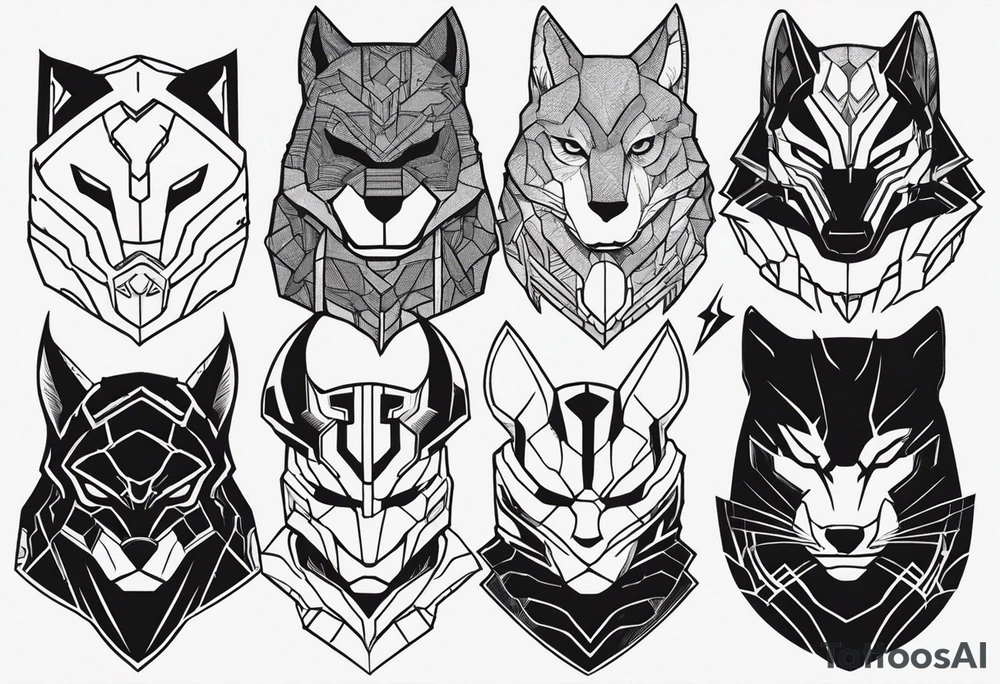 I want to change Avengers Team characters with animals. Hulk will be Badger, Thor will be Alpha Grey Wolf, Captain America will be Bull, Iron Man will be Canary, Black Widow will be Axolotl, Hawk Eye will be Sudan Plated Lizard and Nick Fury will be Cat. tattoo idea