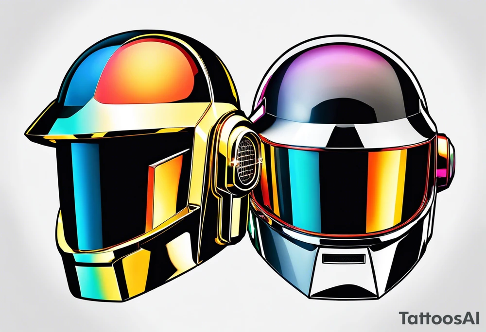 The two Daft Punk masks side by side looking straight forward tattoo idea