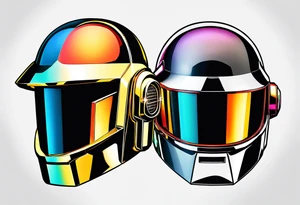 The two Daft Punk masks side by side looking straight forward tattoo idea