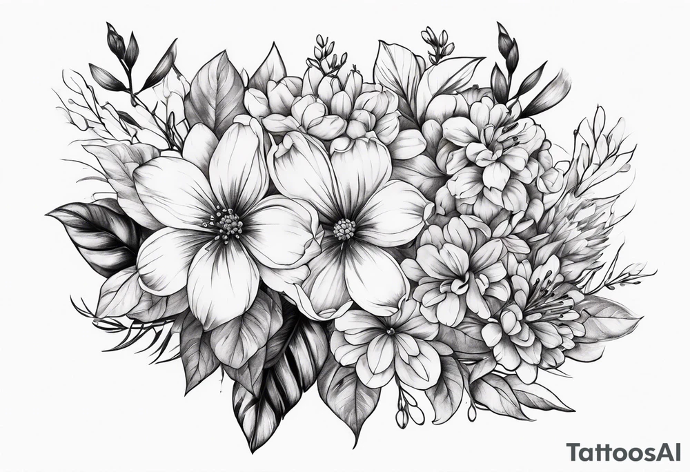 flower bouquet tattoo idea