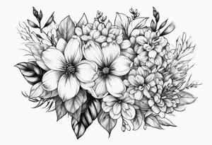flower bouquet tattoo idea