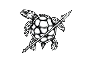 Turtle holding a trident tattoo idea
