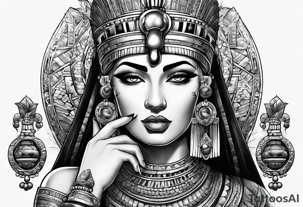 Cleopatra smoking cigarette tattoo idea