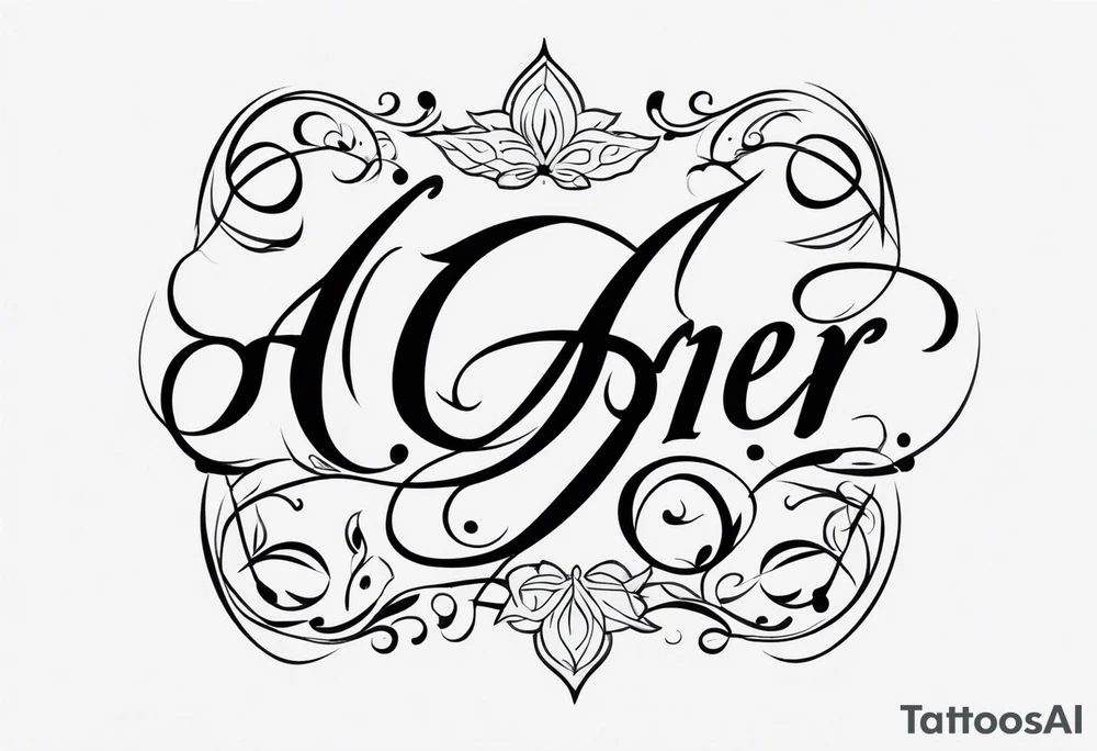 A logo type tatoo using the first name and middle name initial of my wife and three daughters: CM, AL, ER, and EG tattoo idea