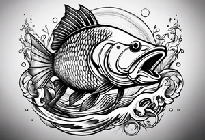 Fishing swimming tattoo idea