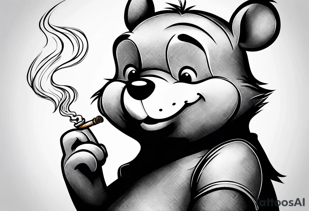 Winnie Pooh smoking joint tattoo idea