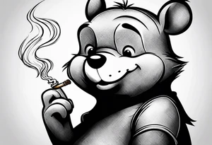 Winnie Pooh smoking joint tattoo idea