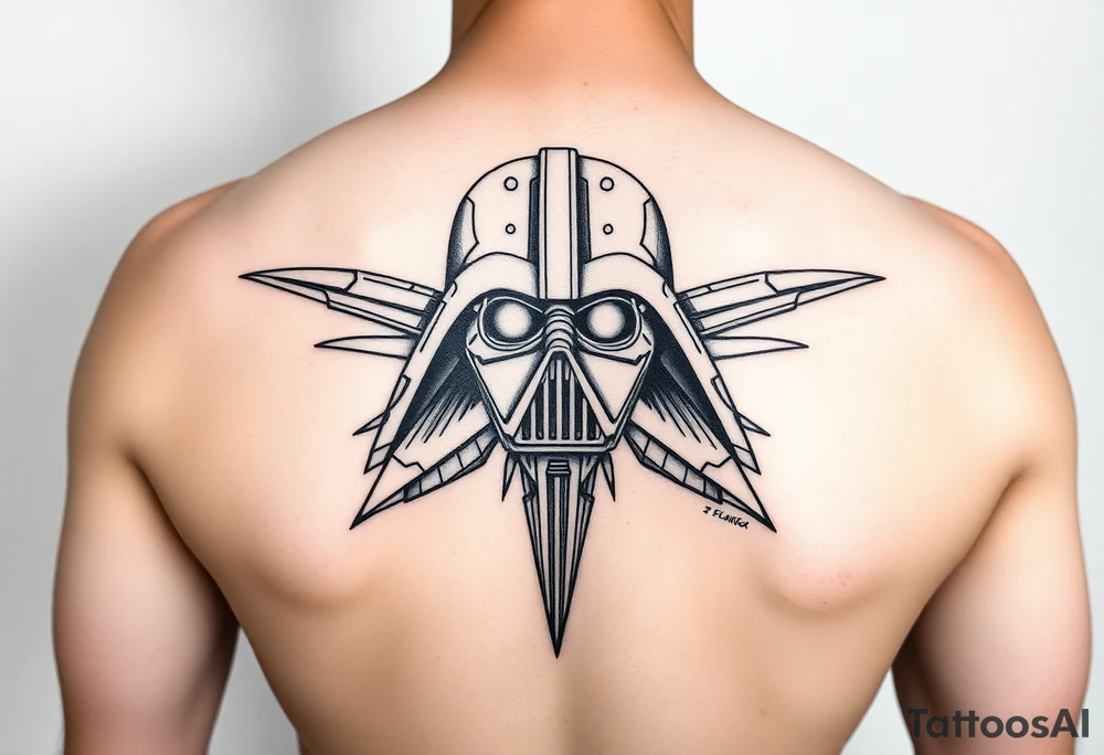 star wars in a linear design tattoo idea