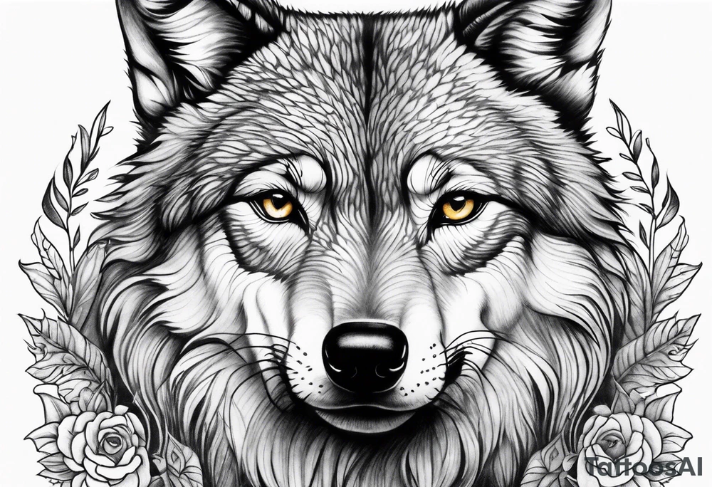 Wolf face toddler daughter face tattoo idea