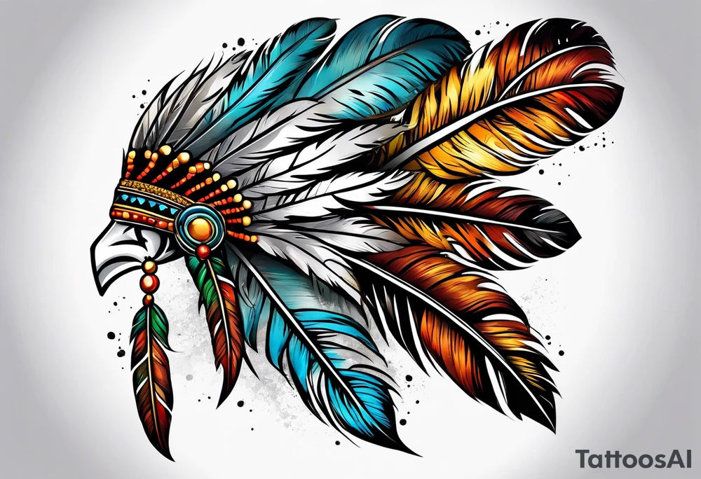 2 Nickels with Indian feathers hanging tattoo idea