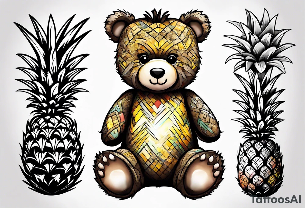 Teddy bear and a pineapple tattoo idea