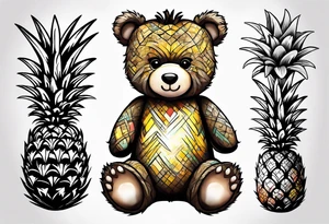 Teddy bear and a pineapple tattoo idea
