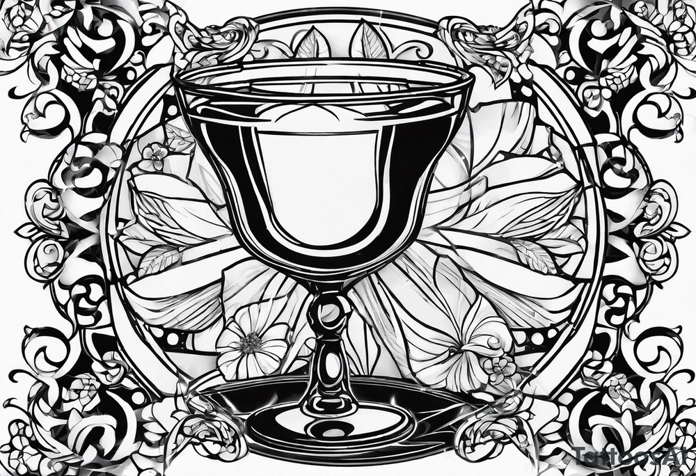 abstract hand grabbing coupe cocktail glass tattoo idea