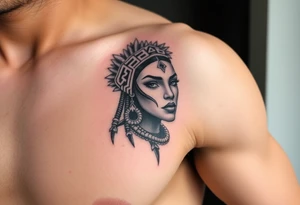 African goddess with tribal makeup tattoo idea