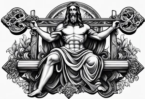 Jesus bench curling the cross tattoo idea