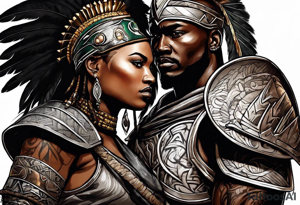 african warrior with Spartan soldier tattoo idea
