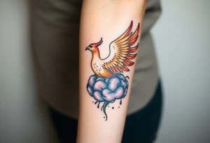 A phoenix rising out of a brain looking powerful tattoo idea