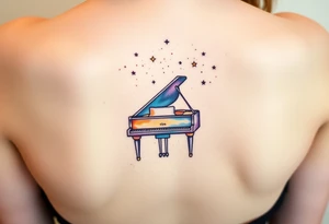 Delicate Grand piano under the stars tattoo idea