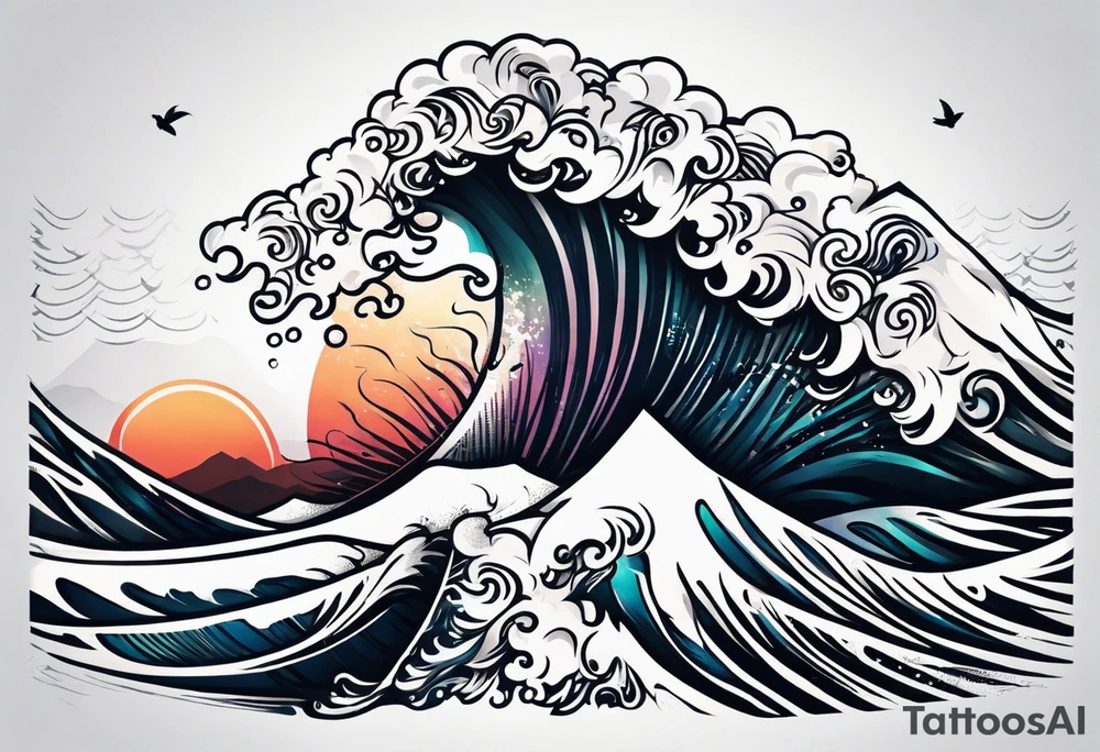 simple wave for outside forearm tattoo idea