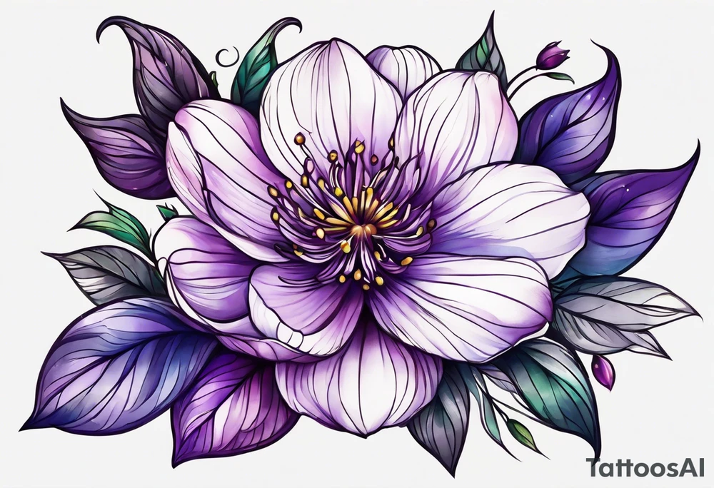 Purple flower tattoo idea