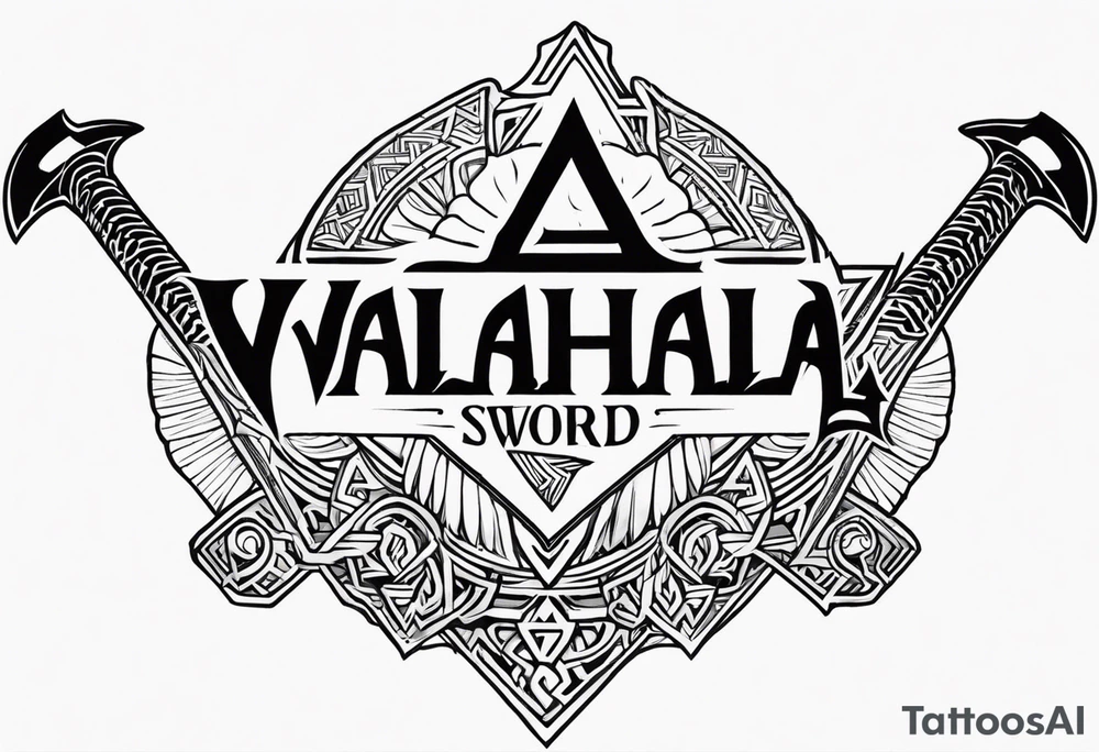 Valhalla sword shield axe Valknut tattoo idea