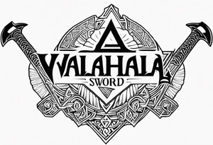 Valhalla sword shield axe Valknut tattoo idea