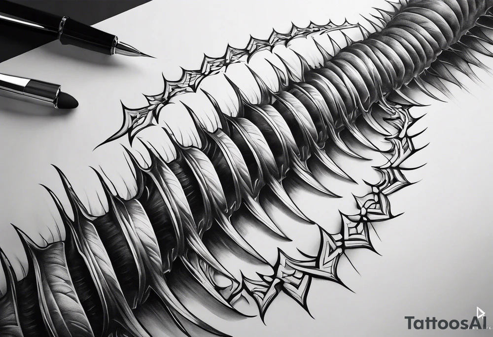 Centipede spine tattoo tattoo idea
