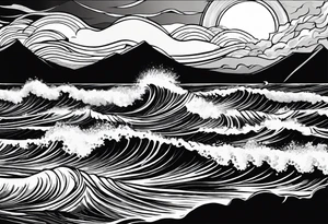 picture 8 by 8 centimeters of sea waves before a storm tattoo idea