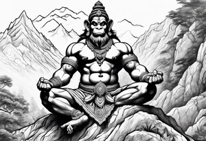 Hanuman lifting the mountain with his left hand tattoo idea