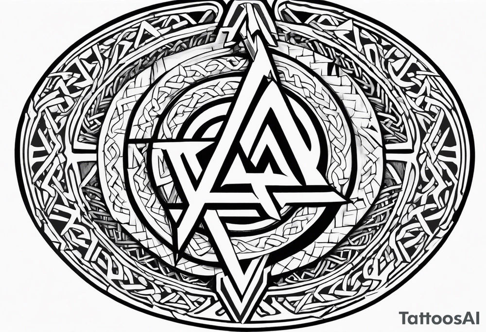 Valhalla round shield axe
Valknut barbed wire chains tattoo idea Valhalla round shield axe
Valknut barbed wire chains tattoo idea