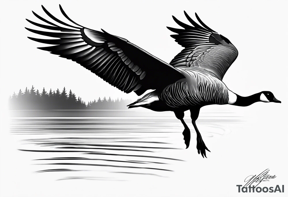 canadian goose stretching her wings tattoo idea