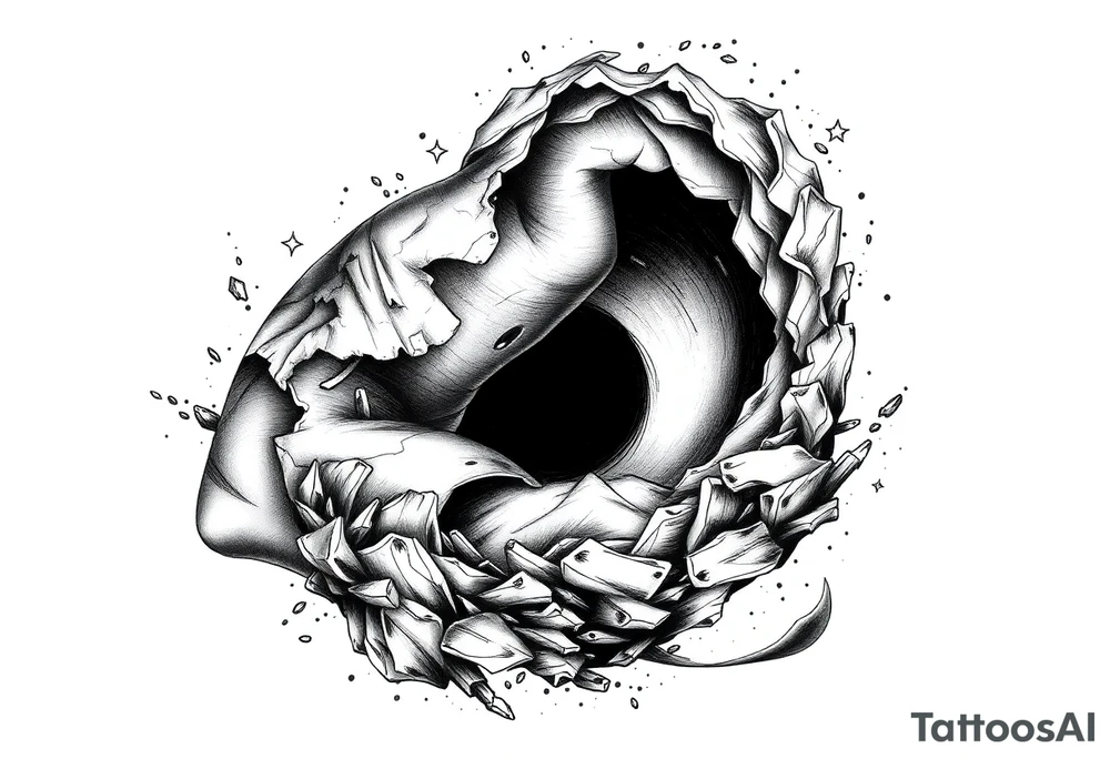 2 different worlds on both sides of a black hole tattoo idea