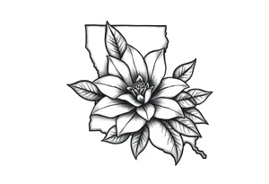 State or louisiana with magnolia flower in tooled leather tattoo idea