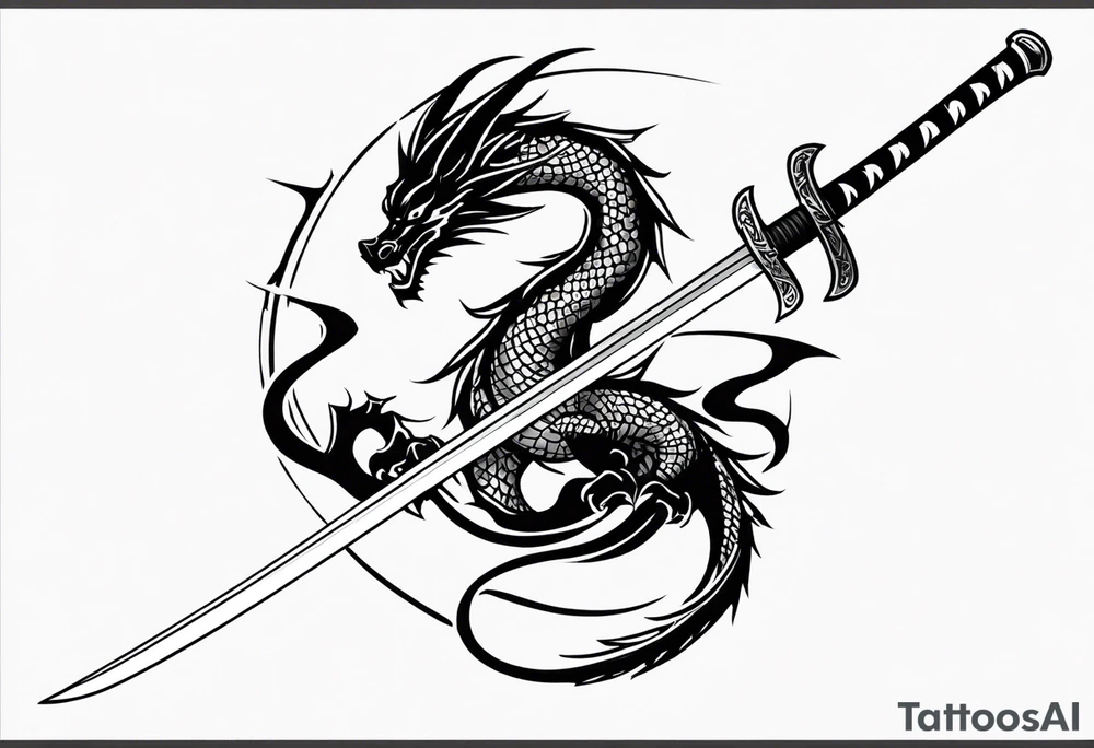 Katana sword with a dragon tattoo idea