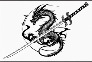 Katana sword with a dragon tattoo idea